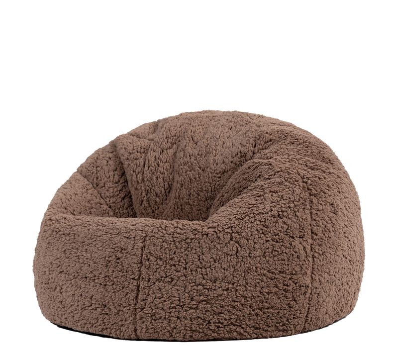 Pouf Poire Enfant Classique Large Kingston En Polaire Brun Moka 80x80x45cm