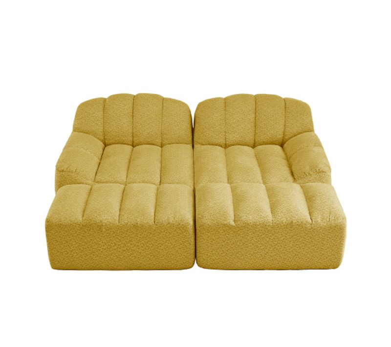 Canapé Modulable 2 Places Et 2 Repose-pieds-coussins D'assise Profonds-aucun Montage Requis-jaune