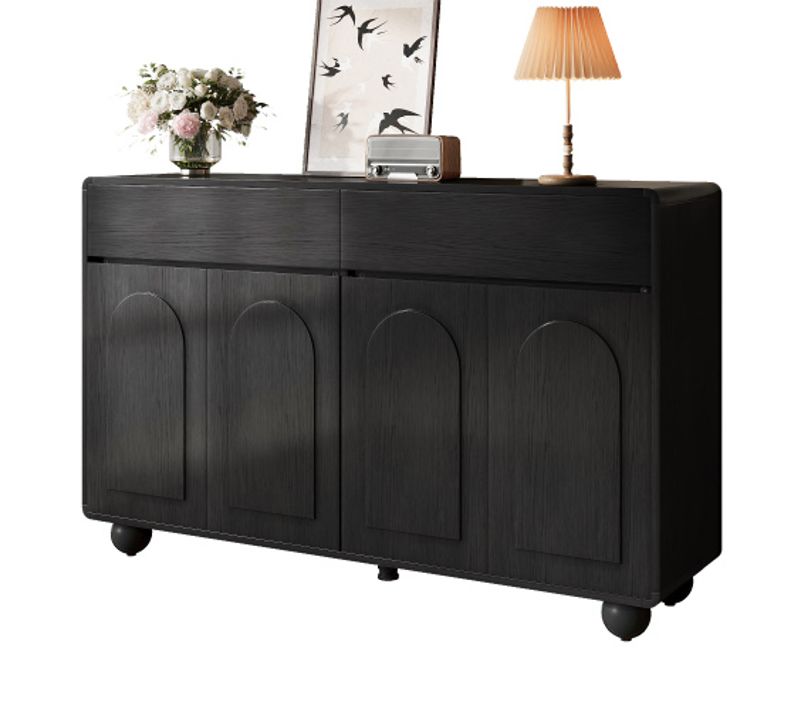Buffet De Salon-meuble De Rangement Moderne=en Bois-pieds Ronds En Métal-noir