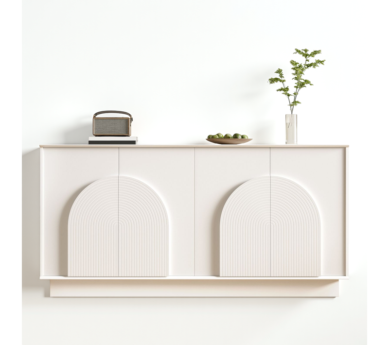 Buffet Vitrine 160 Cm 4 Portes, Blanc