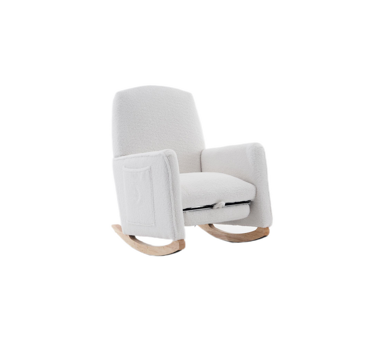 Fauteuil à Bascule Rocking Chair Avec Repose-pieds Extensible Blanc