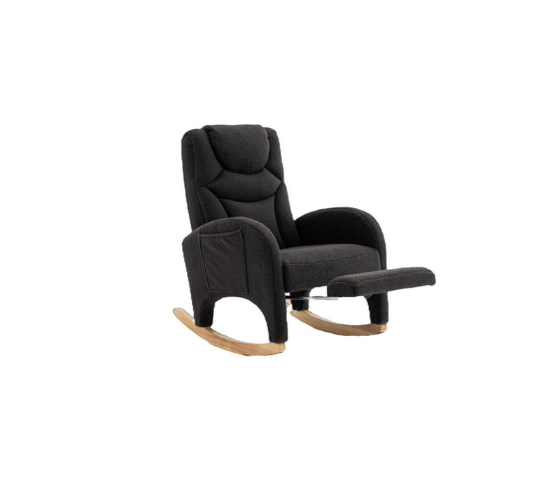 Fauteuil à Bascule Rocking Chair Avec Repose-pieds Extensible Gris Foncé