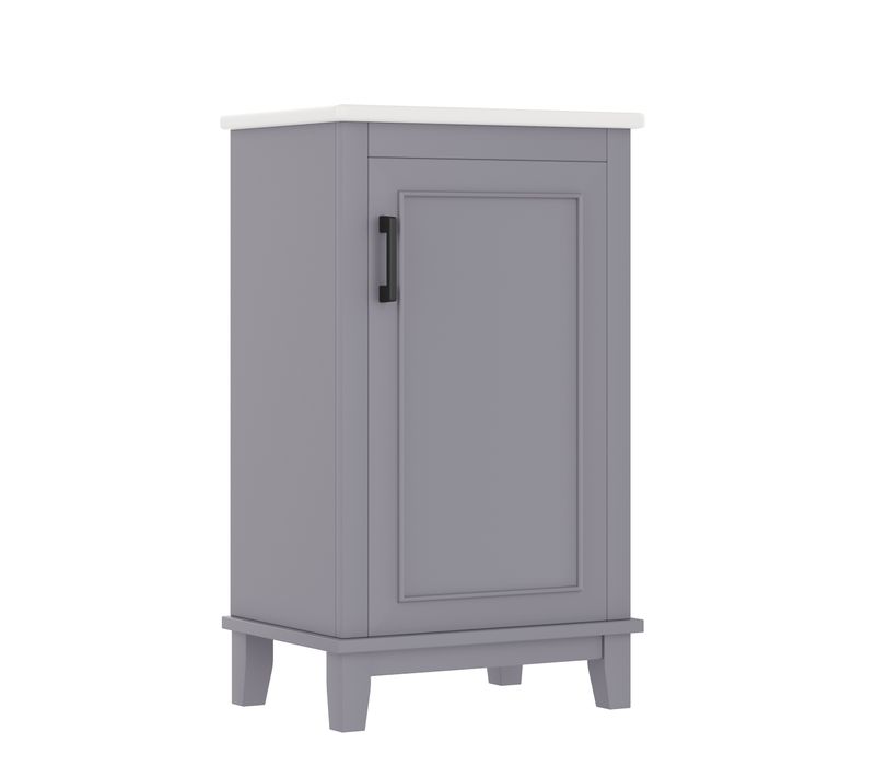 Meuble De Salle De Bain Vasque Avec 1 Porte, 2 Étagères Gris