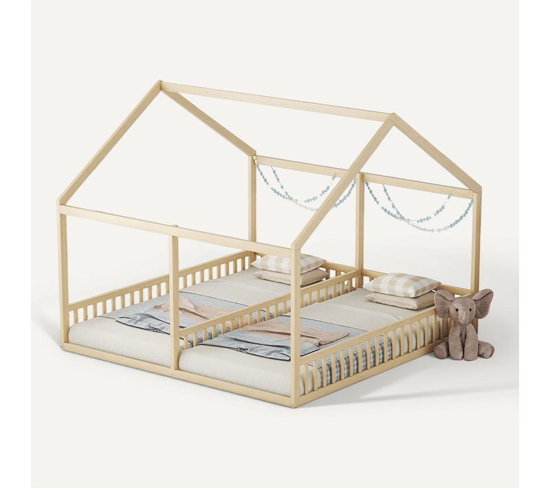 Lit Cabane Lit Enfant Lit Double 2 X 90 X 200cm En Bois