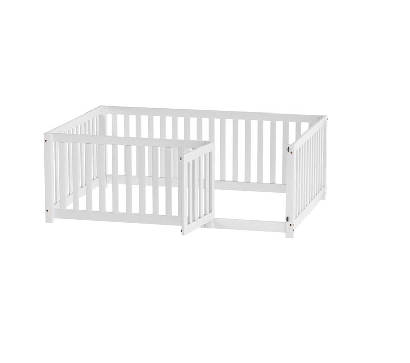 Parc Bébé En Blanc 204 X 147 X 60cm, Convient Aux Lits Enfants 140 X 200 Cm