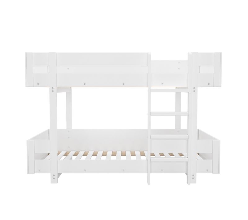 Lit Superposé 90x200 Cm Avec échelle Et Barrière De Sécurité, Blanc