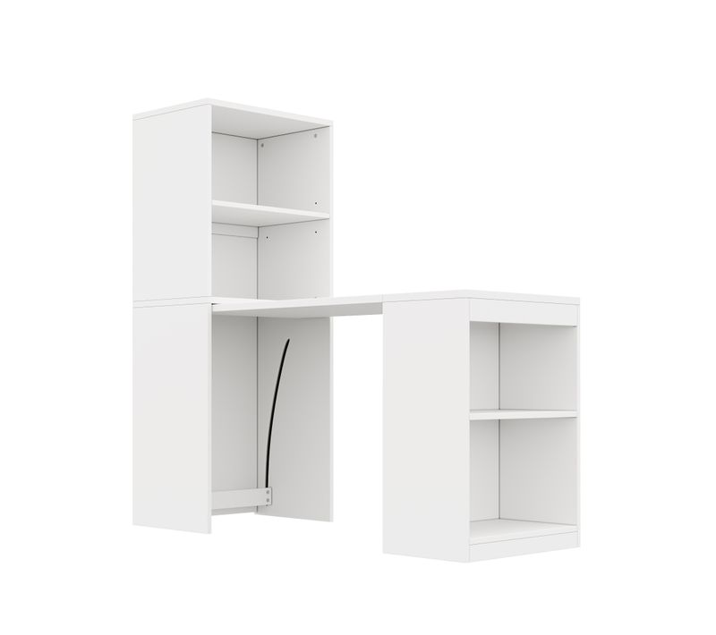 Bureau Pliable 130x51 Cm Avec 4 Niches, Blanc