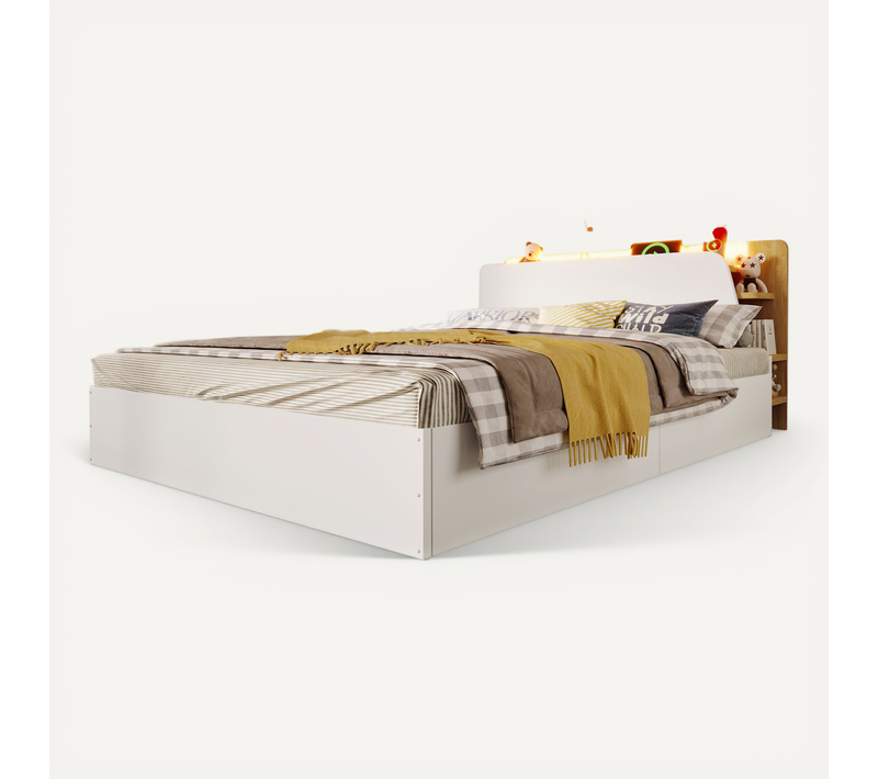 Lit Coffre Hydraulique 140x200 Cm Avec LED, USB-c,bois