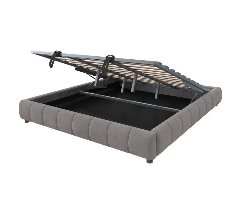 Lit Coffre - Fonction Hydraulique- Avec Espace De Rangement- LED - 180x200 Cm - Gris