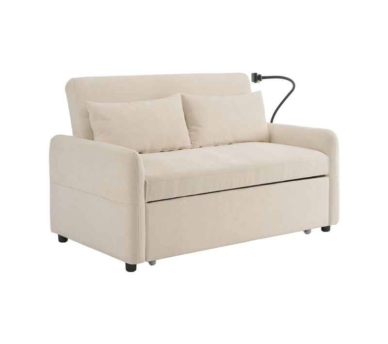 Canapé Convertible - Canapé Lit 2 Places - Ubs - 129x163x81cm - Beige