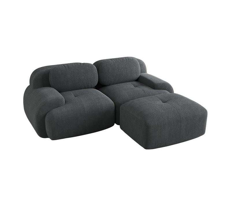 Canapé Modulable 2 Places-canapé Compressé-canapé D'angle Relax-avec 1 Repose-pieds-salon-gris