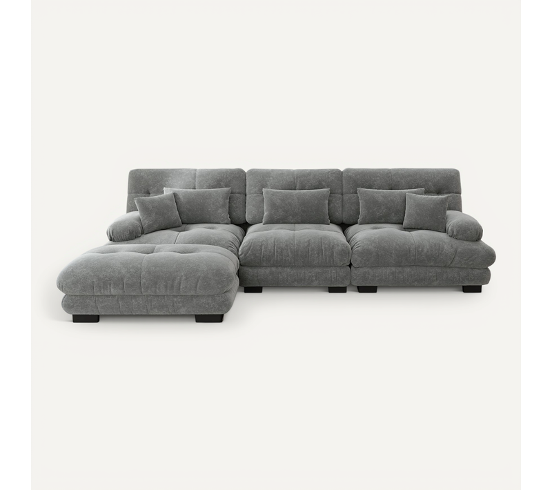Canapé Compressé-canapé Modulable 3 Places-avec 1 Repose-canapé D'angle Relax-salon-gris