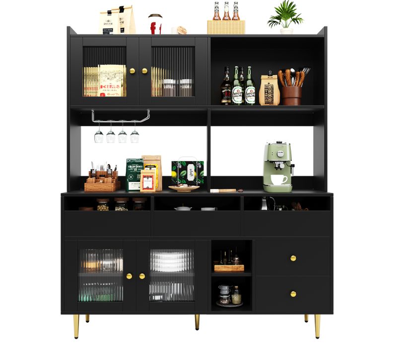Buffet De Cuisine Multifonctionnelle - Avec Porte Vitrée Changhong-meubles De Cuisine Hauts-en Bois