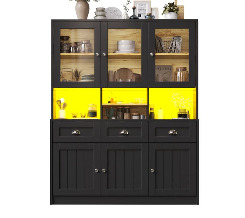 Buffet De Cuisine Multifonctionnelle Avec LED - Étagère Pour Salon - Avec Sécurité Anti-basculement