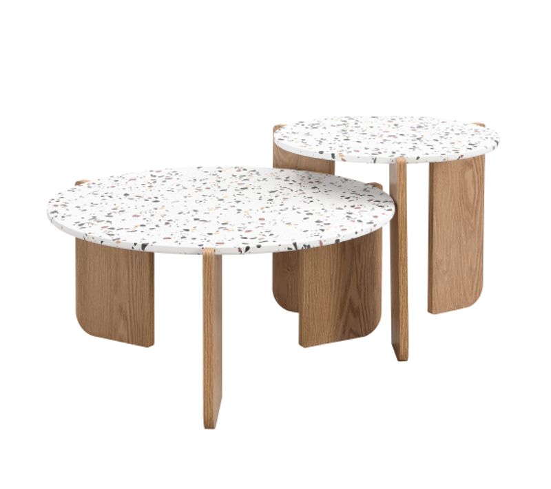 Lot De 2 Tables Basses - Table De Salon Rondes - Tables Gigognes Au Design Artistique - Élégant