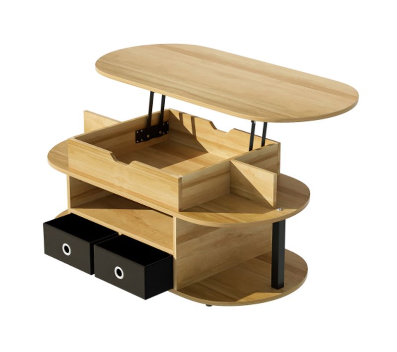 Table Basse-Avec Rangement - Table à Café Relevable-Idéale pour le salon et le bureau-en Bois