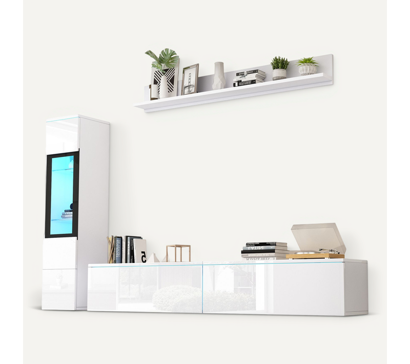 Meuble TV LED-De Meubles De Salon-Mur TV-adapté Aux Téléviseurs De Moins De 60 Pouces-blanc