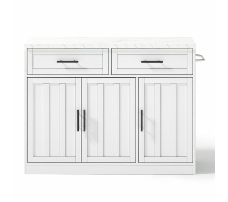 Ilôt Central 120x60x91cm-cuisine Comptoir Câble D'alimentation De 1,5 M De Long-ports USB-blanc