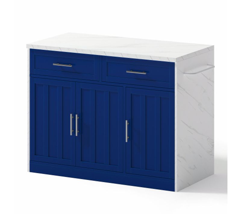 Ilôt Central 120x60x91cm-cuisine Comptoir Câble D'alimentation De 1,5 M De Long-ports USB-blanc