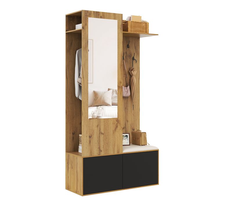 Vestiaire D’entrée Avec Miroir-meuble D’entrée Avec Étagère à Chaussures-bois