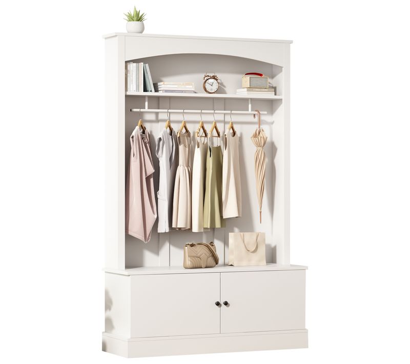 Vestiaire D’entrée-meuble D’entrée Avec Banc Et Étagère à Chaussures-blanc