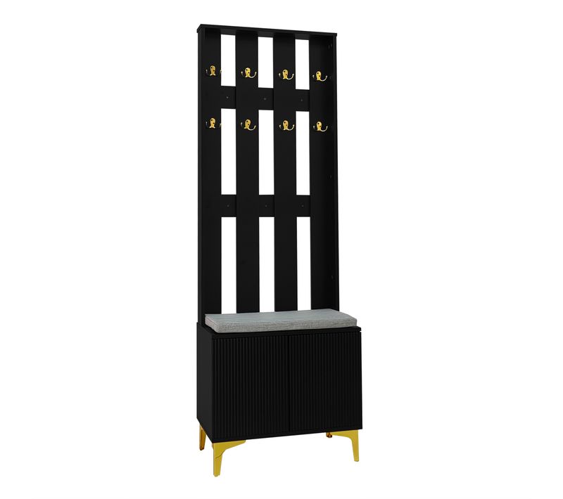 Vestiaire D’entrée-meuble D’entrée Avec Étagère à Chaussures-noir