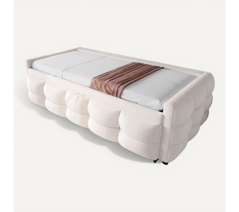 Lit Rembourré-canapé-lit Gigogne 90/180*190cm-tissu Velours Teddy-lit Multifonction-beige
