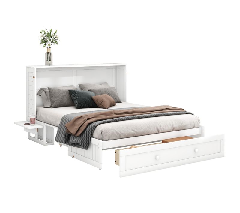 Lit Gigogne 140 X 200cm-avec Tiroirs Au Bout Du Lit-lits Plateformes-blanc