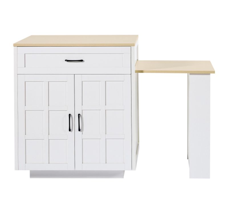 Îlot Central Cuisine-table Extensible Avec Rangement-pour 2 à 6 Personnes-desserte-blanc