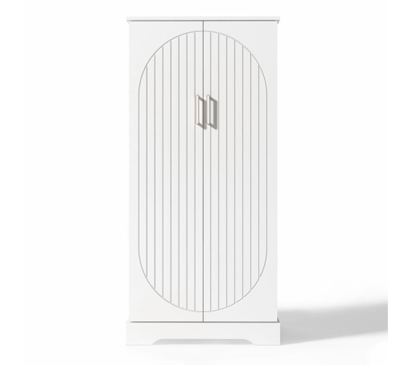 Buffet De Cuisine Avec Éclairage LED-deux Portes Avec Étagères Réglables-blanc