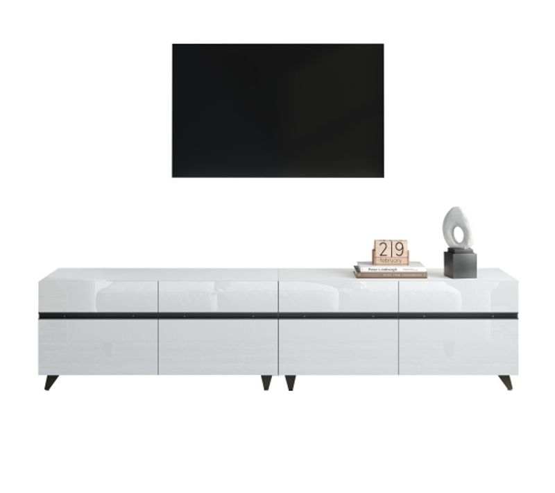 Meuble TV 180-avec 8 Pieds De Table-table TV Jusqu'à 80 Pouces-haute Brillance