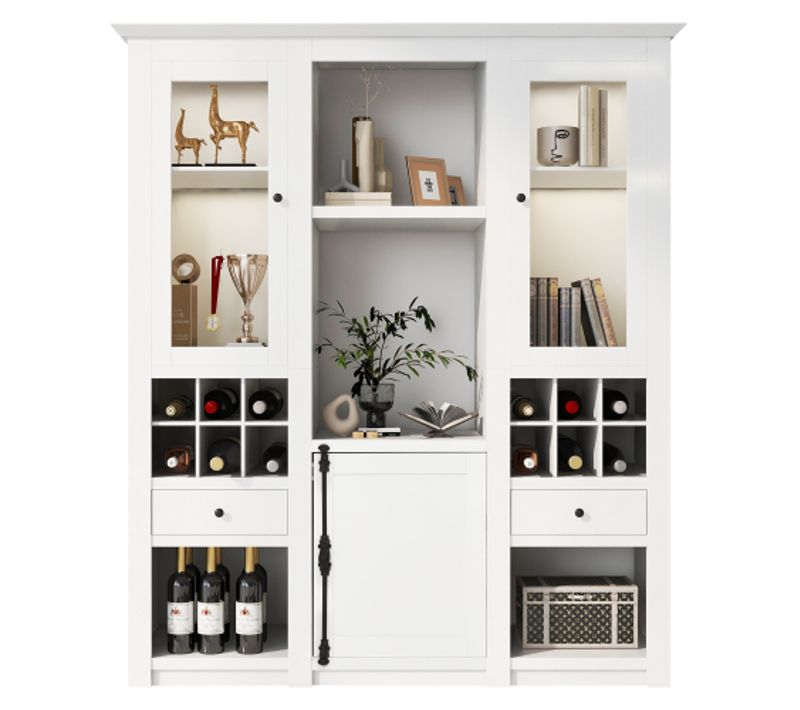 Vitrine Avec Éclairage LED 7 Couleurs-meuble De Salon Vitrine-meubles Muraux De Salon Vitrines-blanc