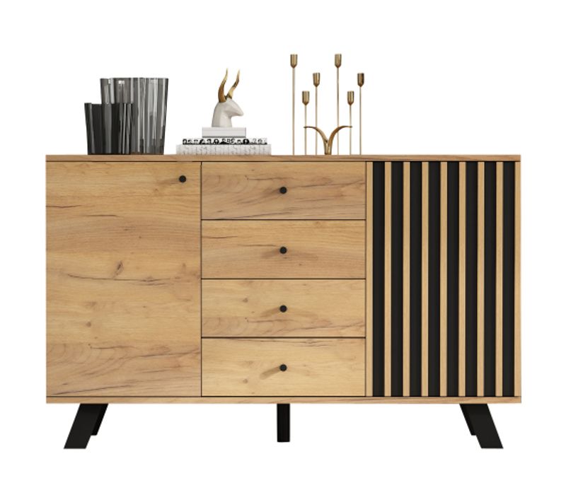 Buffet De Salon-meuble Creux Avec 4 Tiroirs-polyvalent-meuble De Salon En Bois Massif-bois