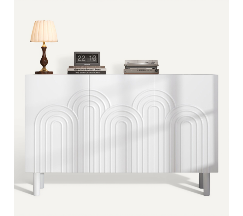 Buffet-meuble De Salon à 3 Portes-grand Espace De Rangement-pour Chambre Et Salon-blanc