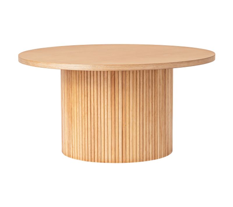 Table Basse Moderne-fini Bois-gain De Place Et Assemblage Facile-rond-chêne-naturel