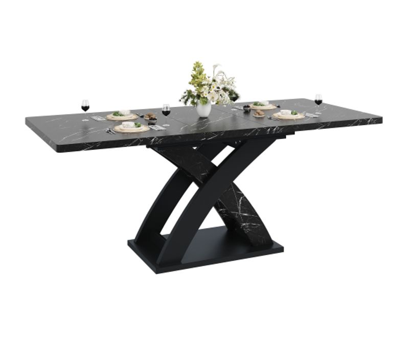 Table à Manger Extensible-table De Cuisine De 120-160 Cm-en Bois-pour Jusqu'à 6 Personnes-noir