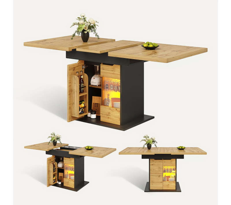 Table De Salle à Manger Extensible-idéale Pour La Salon-longueur Extensible Jusqu'à 140 Cm-noir