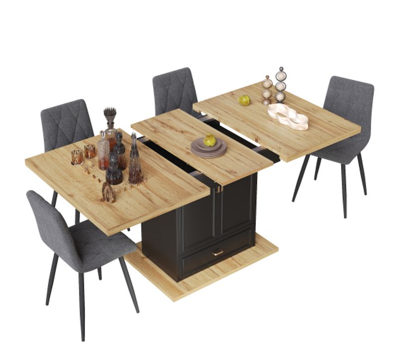 Table De Salle à Manger Extensible-pour 6 Personnes-longueur Extensible Jusqu'à 140 Cm-noir