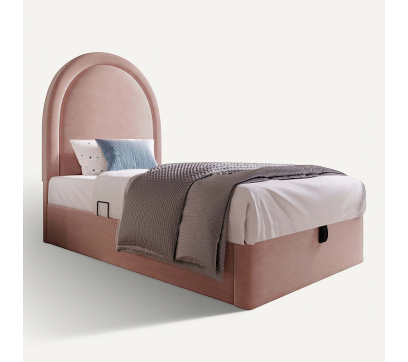 Lit Enfant Capitonné-lit Simple 90 X 200 Cm-en Velours-pour Garçons Et Filles-rose