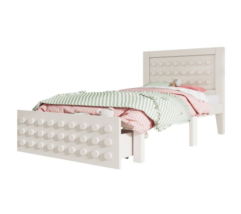 Lit Simple 90x200 Cm-lit Enfant/ado-avec Tiroirs Et Rangement Sous Le Lit-blanc