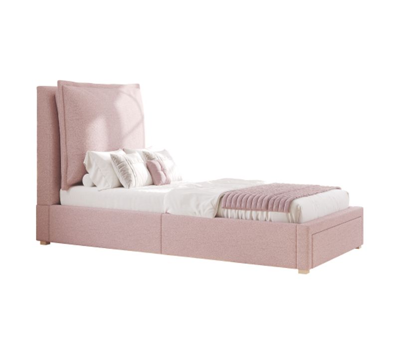Lit Simple-lit Enfant 90 X 200 Cm-lit Fonctionnel-grand Espace De Rangement-chenille-rose