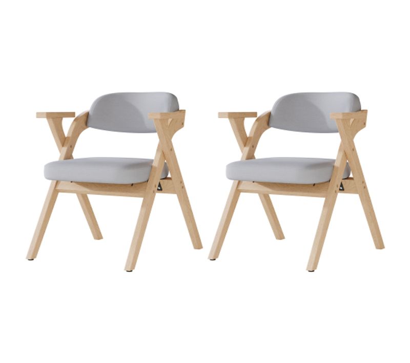 2 Chaises De Salle à Manger Pliantes-en Bois Massif-confortables Et Respirantes-lin-gris
