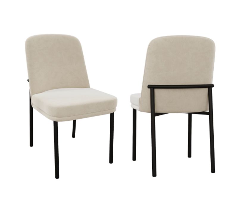 2 Chaises De Salle à Manger-pieds En Métal-pour Les Salles à Manger, Les Salon-velours-beige