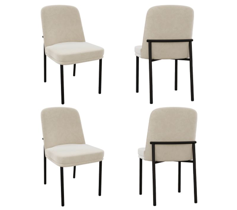 4 Chaises De Salle à Manger-pieds En Métal-pour Les Salles à Manger, Les Salon-velours-beige
