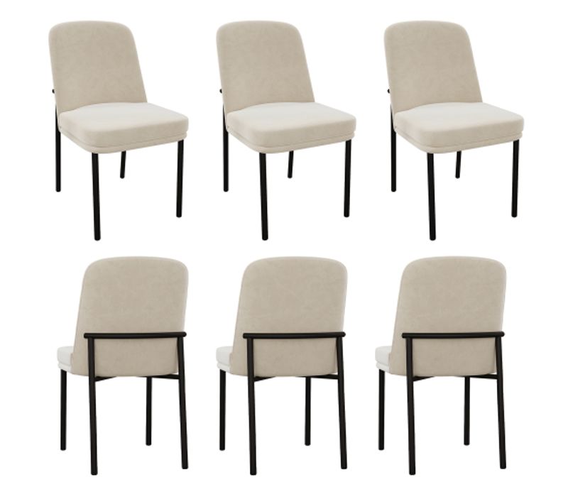 6 Chaises De Salle à Manger-pieds En Métal-pour Les Salles à Manger, Les Salon-velours-beige