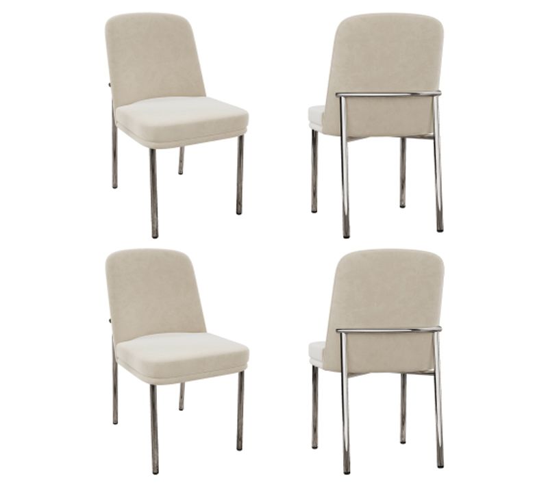 4 Chaises De Salle à Manger-pieds En Métal-pour Les Salles à Manger, Les Salon-velours-beige