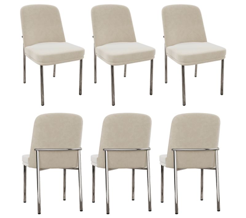 6 Chaises De Salle à Manger-pieds En Métal-pour Les Salles à Manger, Les Salon-velours-beige