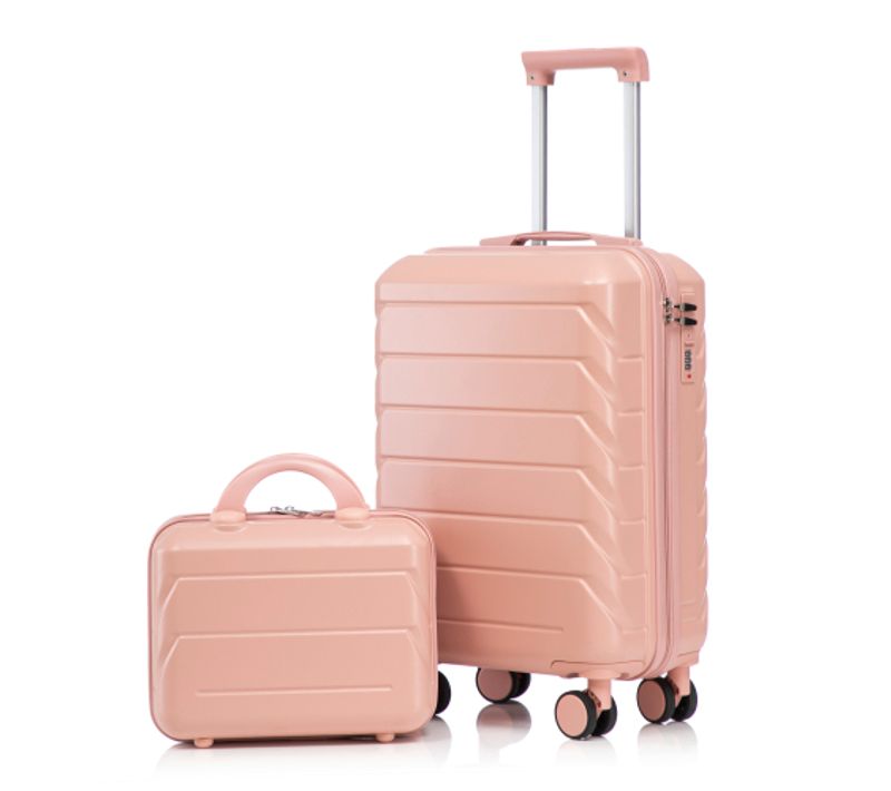 Ensemble De 2 Valises à Roulettes-valise Rigide En Abs-avec Serrure à Combinaison-rose