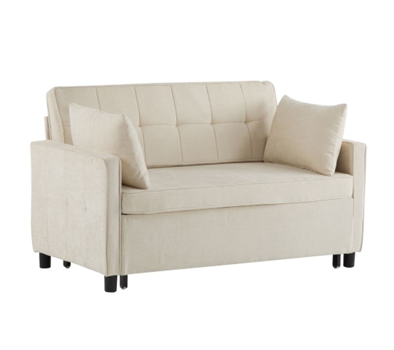 Canapé-lit 2 Places-dossier Réglable-tissu Chenille-canapé De Salon-canapé Convertible-beige