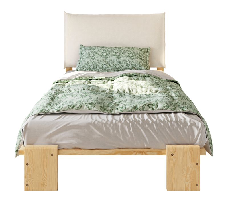 Lit Enfant 90x200cm Avec Tête De Lit Rembourrée à Scratch Et Sommier à Lattes Imitation Chêne